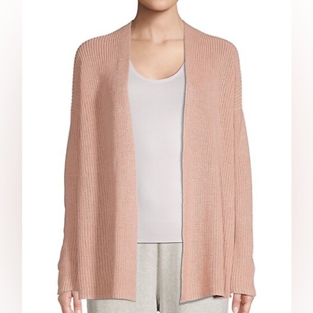 Eileen Fisher organic linen & cotton cardigan in powder